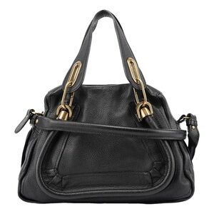 Chloé Large Paraty Satchel – Black Leather with Gold Hardware